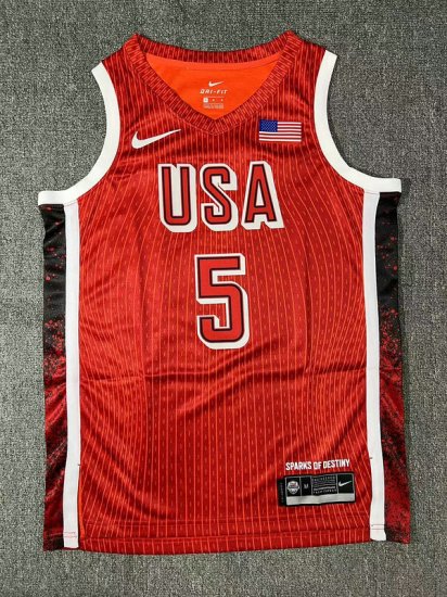 5 Edwards 2024 USA Team jersey red